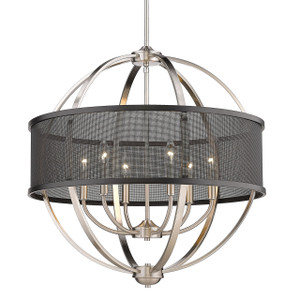 Colson 6 Light Chandelier In Pewter With Matte Black Shade(s) (3167-6 PW-BLK) Colson 6 Light Chandelier In Pewter With Matte Black Shade(s) (3167-6 PW-BLK)