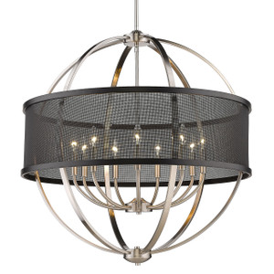 Colson 9 Light Chandelier In Pewter With Matte Black Shade(s) (3167-9 PW-BLK) Colson 9 Light Chandelier In Pewter With Matte Black Shade(s) (3167-9 PW-BLK)