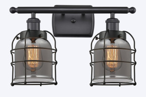 Bell Cage - 2 Light - 16 inch - Matte Black - Bath Vanity Light (916-2W-BK-G53-CE-LED) Bell Cage - 2 Light - 16 inch - Matte Black - Bath Vanity Light (916-2W-BK-G53-CE-LED)