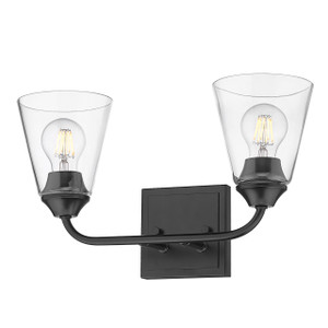 Ormond 2 Light Vanity In Matte Black With Clear Glass (2120-BA2 BLK-CONE-CLR) Ormond 2 Light Vanity In Matte Black With Clear Glass (2120-BA2 BLK-CONE-CLR)