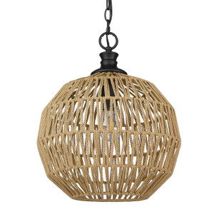 Florence Medium Pendant in Matte Black with Natural Raphia Rope (6933-M BLK-NR) Florence Medium Pendant in Matte Black with Natural Raphia Rope (6933-M BLK-NR)