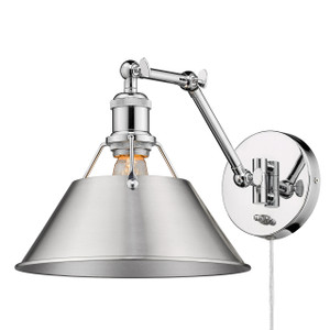 Orwell 1 Light Sconce In Chrome With Pewter Steel Shade(s) (3306-A1W CH-PW) Orwell 1 Light Sconce In Chrome With Pewter Steel Shade(s) (3306-A1W CH-PW)