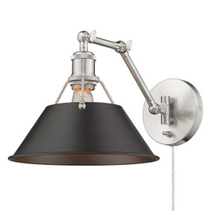 Orwell 1 Light Sconce In Pewter With Rubbed Bronze Shade(s) (3306-A1W PW-RBZ) Orwell 1 Light Sconce In Pewter With Rubbed Bronze Shade(s) (3306-A1W PW-RBZ)