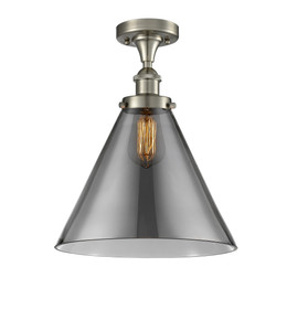Cone - 1 Light - 12 inch - Brushed Satin Nickel - Semi-Flush Mount (916-1C-SN-G43-L)