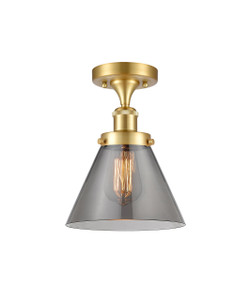 Cone - 1 Light - 8 inch - Satin Gold - Semi-Flush Mount (916-1C-SG-G43)