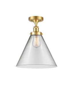 Cone - 1 Light - 12 inch - Satin Gold - Semi-Flush Mount (916-1C-SG-G42-L)