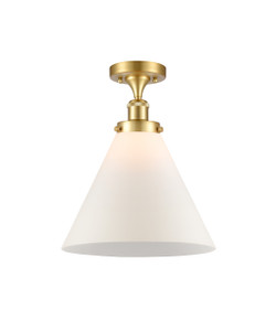 Cone - 1 Light - 12 inch - Satin Gold - Semi-Flush Mount (916-1C-SG-G41-L)