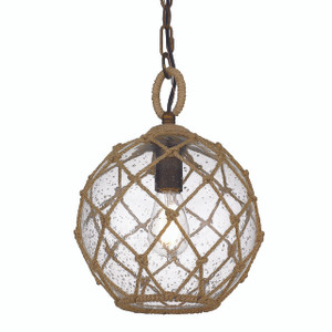 Haddoc 1 Light Pendant In Burnished Chestnut With Seeded Glass (1092-S BC-SD)