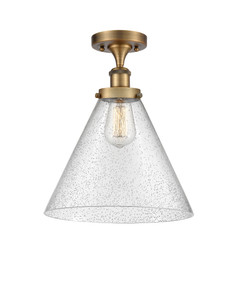 Cone - 1 Light - 12 inch - Brushed Brass - Semi-Flush Mount (916-1C-BB-G44-L)