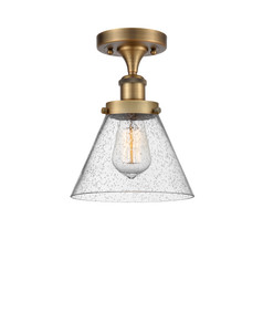 Cone - 1 Light - 8 inch - Brushed Brass - Semi-Flush Mount (916-1C-BB-G44-LED)