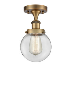 Beacon - 1 Light - 6 inch - Brushed Brass - Semi-Flush Mount (916-1C-BB-G202-6-LED)