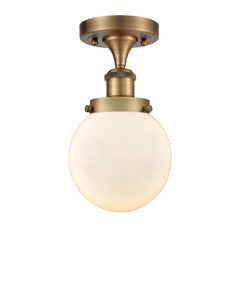 Beacon - 1 Light - 6 inch - Brushed Brass - Semi-Flush Mount (916-1C-BB-G201-6-LED)