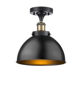 Derby - 1 Light - 10 inch - Black Antique Brass - Semi-Flush Mount (916-1C-BAB-MFD-10-BK)