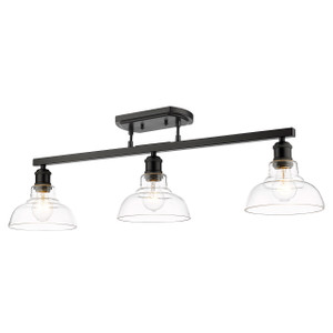 Carver 3-Light Semi-Flush in Matte Black (0305-3SF BLK-CLR) Carver 3-Light Semi-Flush in Matte Black (0305-3SF BLK-CLR)