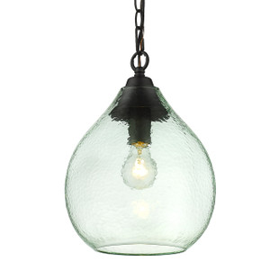 Ariella 1 Light Pendant, Matte Black W/ Seafoam Hammered Glass (1094-S BLK-SHG)