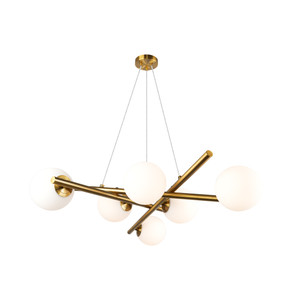 Modena - 6-Light Chandelier - Plated Brushed Brass (AC11976BR) Modena - 6-Light Chandelier - Plated Brushed Brass (AC11976BR)