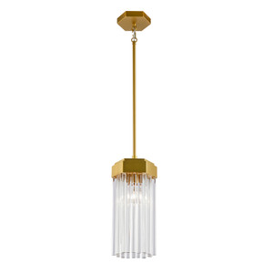 Emma 1 Light Pendant, Brushed Brass with Glass Rods (AC12060BR) Emma 1 Light Pendant, Brushed Brass with Glass Rods (AC12060BR)