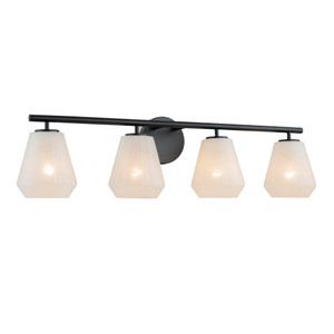 Brooke 4 Light Bathroom Vanity, Black with Wispy White Glassware (AC12184BK) Brooke 4 Light Bathroom Vanity, Black with Wispy White Glassware (AC12184BK)