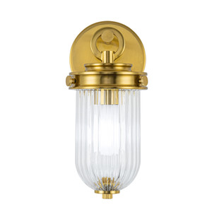 Myla 1 Light Wall Sconce, Vintage Brass with Ribbed Glass Glassware (AC12021BR) Myla 1 Light Wall Sconce, Vintage Brass with Ribbed Glass Glassware (AC12021BR)
