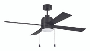 Outdoor McCoy 52" 4-Blade Indoor/Outdoor Ceiling Fan w/ Pull Chain in Flat Black w/ Flat Black Blades; Light Kit Included (optional) (OMCY52FB4-PC)