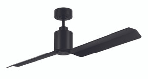 Sleek 56" 2-Blade Indoor/Outdoor (Wet) Ceiling Fan in Flat Black w/ Flat Black Blades; Not Light Kit Adaptable (SLK56FB2)