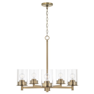 Mason 26" W x 23.5" H 5-Light Chandelier in Aged Brass with Clear Glass (446851AD-532)