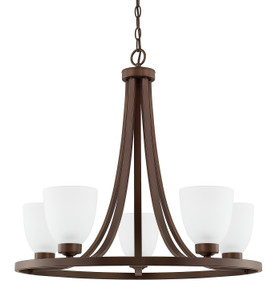 Jameson 26" W x 24" H 5-Light Soft White Glass Chandelier in Bronze  (414351BZ-333)