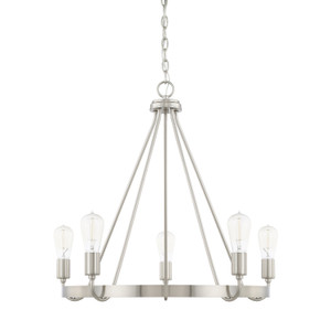 Tanner 26.5" W x 24.5" H 5-Light Chandelier in Brushed Nickel   (420061BN)