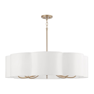 Sabine 36" W x 9" H 8-Light Chandelier in Matte Brass with White Fabric Shade (456481MA)
