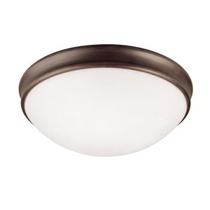 Hansen 12.5" W x 4" H 2-Light Flush Mount in Oil Rubbed Bronze with White Glass Shade   (2032OR)