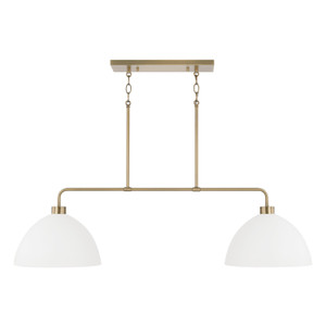 Ross 44"W x 11.50"H 2-Light Linear Chandelier in Aged Brass and White (852021AW)