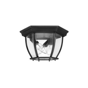 Outdoor 11" W x 7" H Outdoor 3-Light Clear Beveled Glass Outdoor Flush Mount in Black (9802BK)