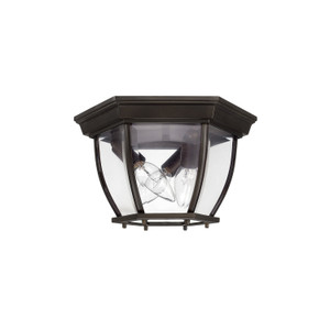 Outdoor 11" W x 7" H Outdoor 3-Light Clear Beveled Glass Outdoor Flush Mount in Old Bronze   (9802OB)
