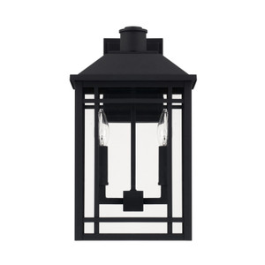 Braden 10"W x 17"H 2-Light Clear Glass Outdoor Wall Lantern in Black (927121BK)