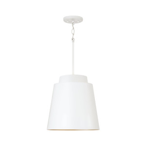 Pratt 13"W x 13.25"H Pendant in Matte White with Soft Gold Interior (AA1034WE)
