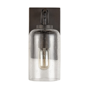 Wilton 5" W x 11" H x 6" E 1-Light Clear Seeded Glass Sconce in Old Bronze  (631311OB-464)