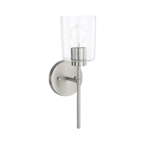 Greyson 5" W x 15.5" H x 6" E 1-Light Clear Seeded Glass Sconce in Brushed Nickel in Washed Grey   (628511BN-449)