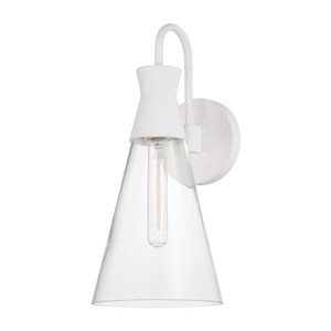 Paloma 7.25"W x 16.25"H 1-Light Sconce in Textured White with Clear Glass (650311XW)