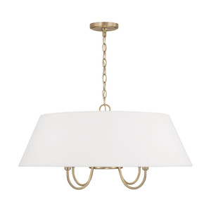 Julia 28.50"W x 14.25"H 4-Light Pendant in Matte Brass with White Fabric Shade (352741MA)