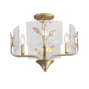 Bloem 4 Light Semi-Flush in White Gold with Hammered Water Glass (4503-4SF WG-HWG)