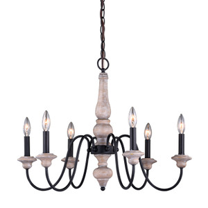 Georgetown 6L Chandelier Vintage Ash and Oil Burnished Bronze (H0236)