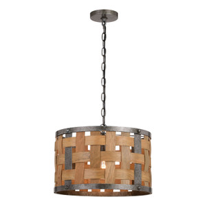 Norwood 15.75-in. 1 Light Pendant Vintage Steel and Distressed Wood (P0363)