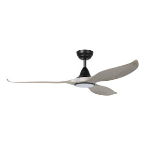Tirol 60" 3 Blade  DC Fan w/LED Light, 4.5 in Rod,12 inch Rod, Smart Control, Black/Black Accents/Driftwood Blades (235224-6027A)