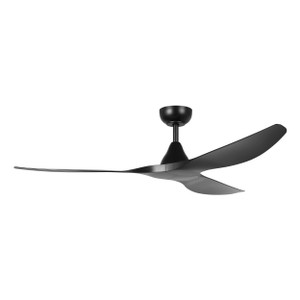 Surfline 60" 3 Blade  DC Fan w/ 5.5 in Rod,12 inch Rod, Smart Control, Black, Black Accents, Black Blades  (235111-6002A)