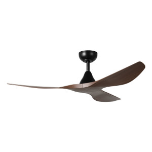 Surfline 52" 3 Blade DC Fan w/5.5" Rod, Smart Control, Black, Black Accents, Walnut Blades   (235111-5225A)