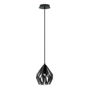Carlton 3 7.20-inch 1-Light Matte Black and Silver Pendant Light (202035A)