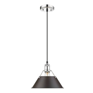 Orwell 10" Wide Medium Pendant in Chrome with Rubbed Bronze (3306-M CH-RBZ)