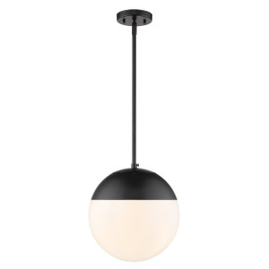 Dixon Pendant in Matte Black with Opal Glass and Matte Black Cap (3218-L BLK-BLK)