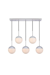 Eclipse 5 Lights Chrome Pendant With Frosted White Glass (LD6082C)