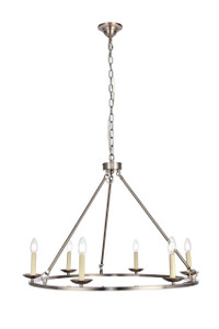Maine Collection Chandelier D32.4 H23.25 Lt:6 Burnished Nickel Finish (LD6010D32BN)